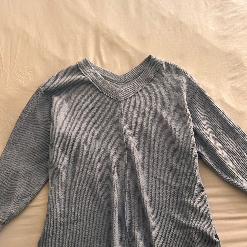 Blue Arie Waffle Knit Long Sleeve Top